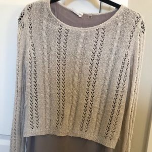 Beige and taupe long sleeve shirt